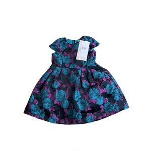 NWT Little Angels Dress Black Purple Blue Floral 2t